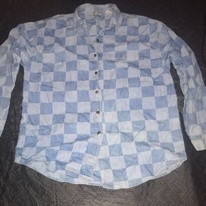 Denim Closet Vintage Ladies Large Button Long Sleeve